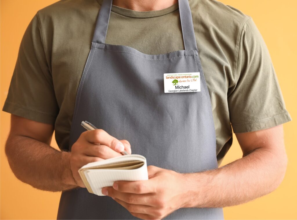 Employee Name Badge Worn On Apron by Aran Awards in Hamilton, Ontario