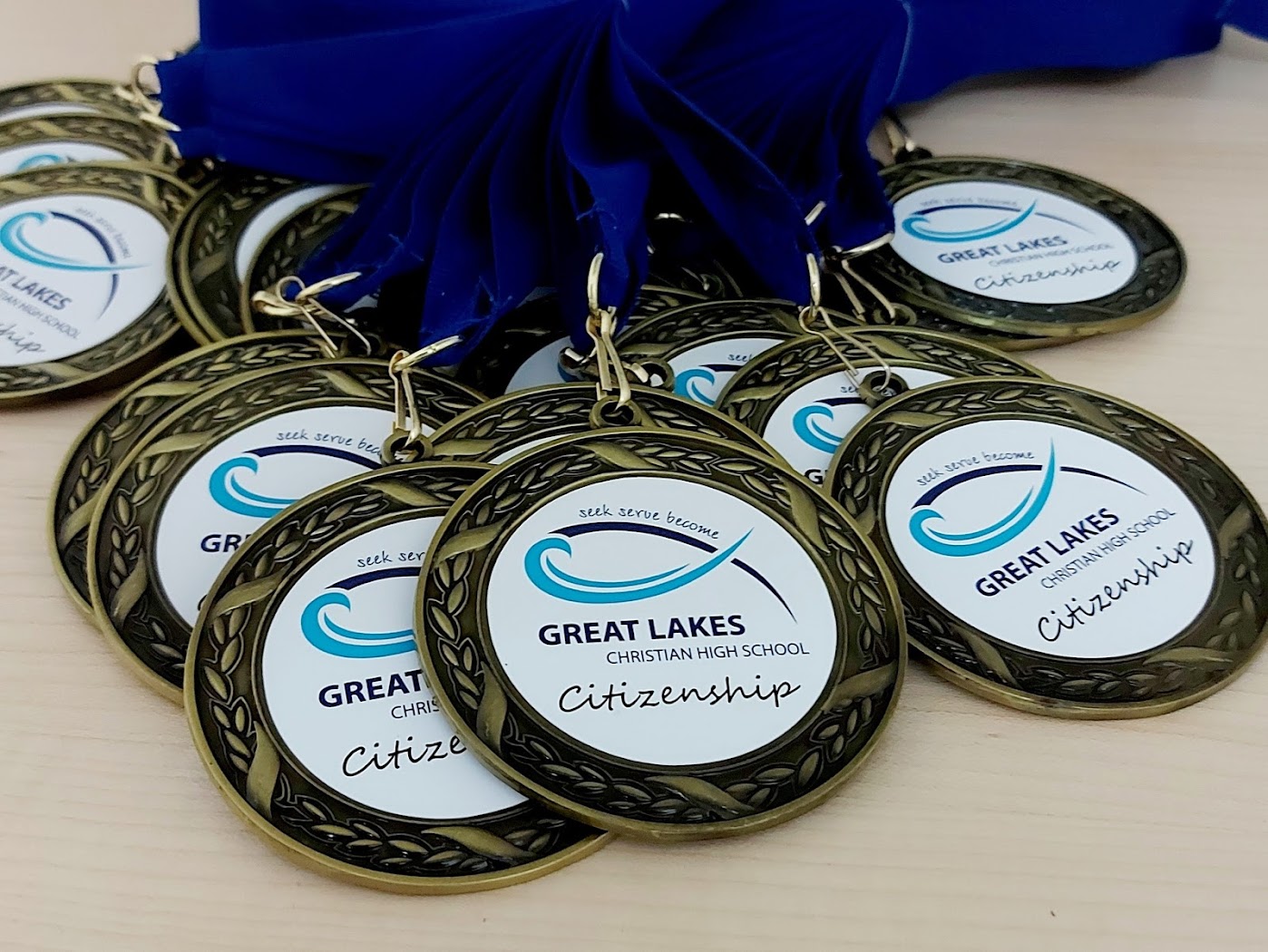 Custom medals prepared by Aran Awards in Hamilton