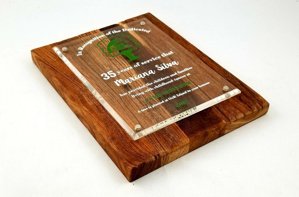 Walnut Plaque Clear Acrylic Face by Aran Awards in Hamilton, Ontario