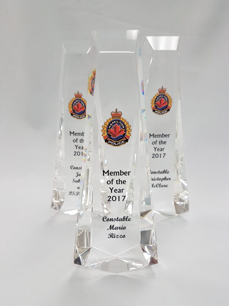Police Crystal Recognition by Aran Awards in Hamilton, Ontario