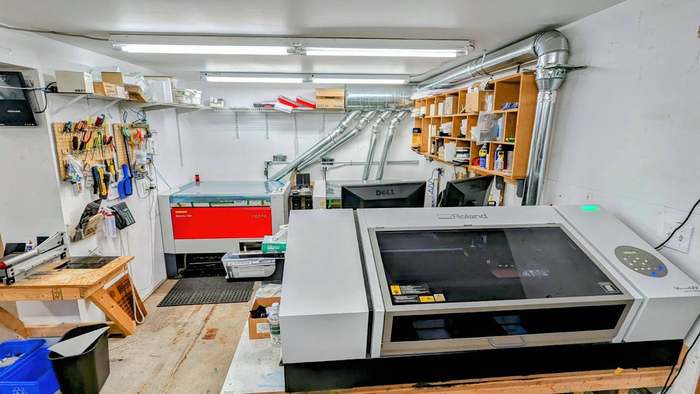 Laser production room at Aran Awards in Hamilton