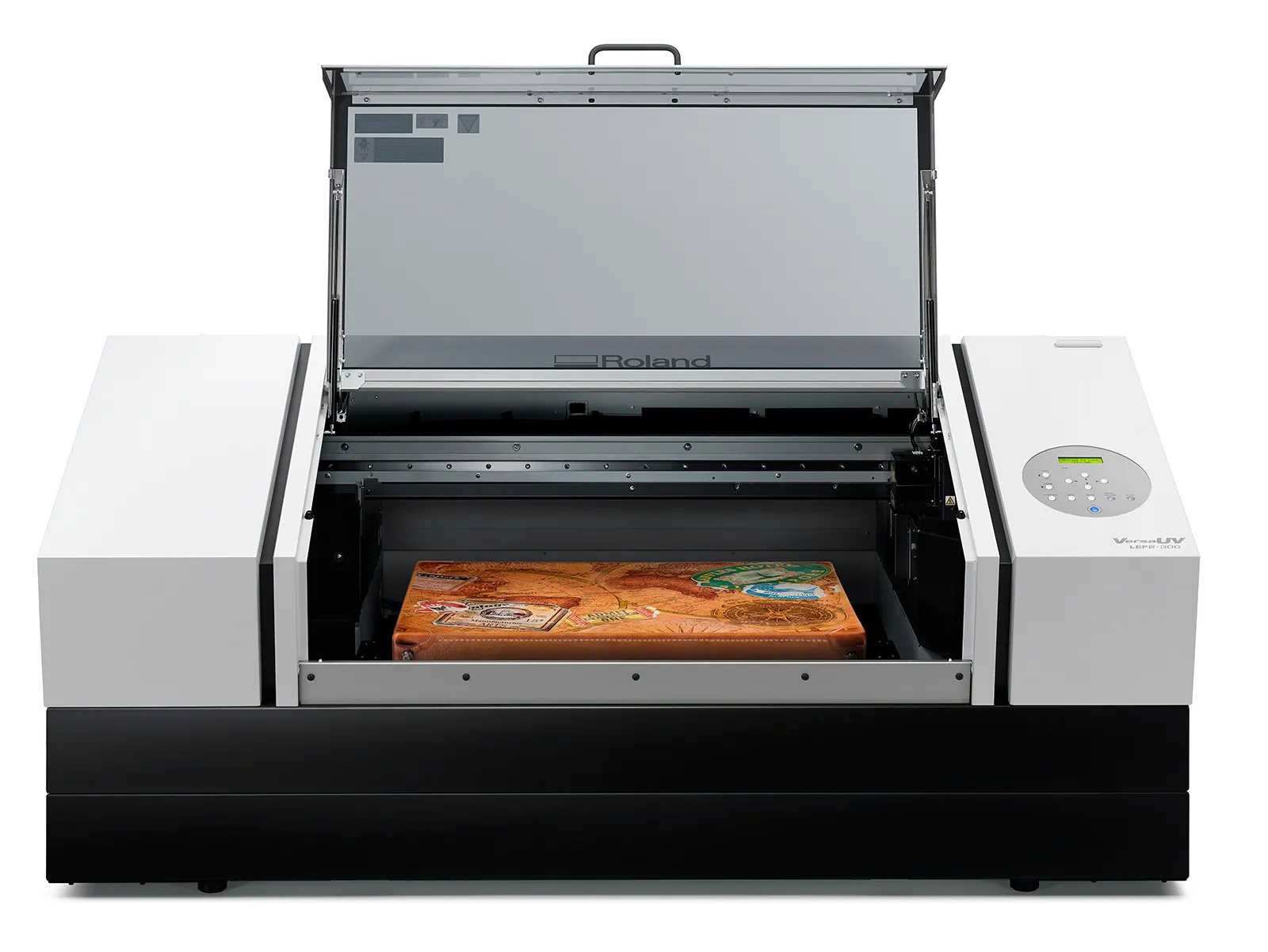 Roland LEF2-300 UV printer for custom awards and signage from Aran Awards