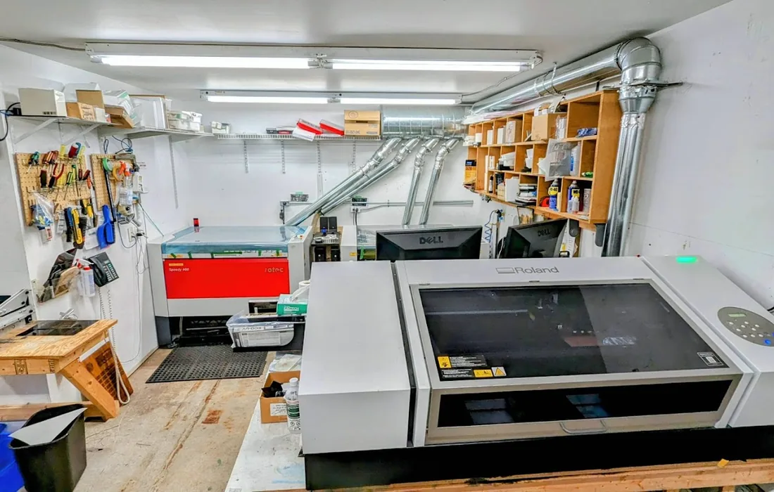 Laser production room at Aran Awards in Hamilton